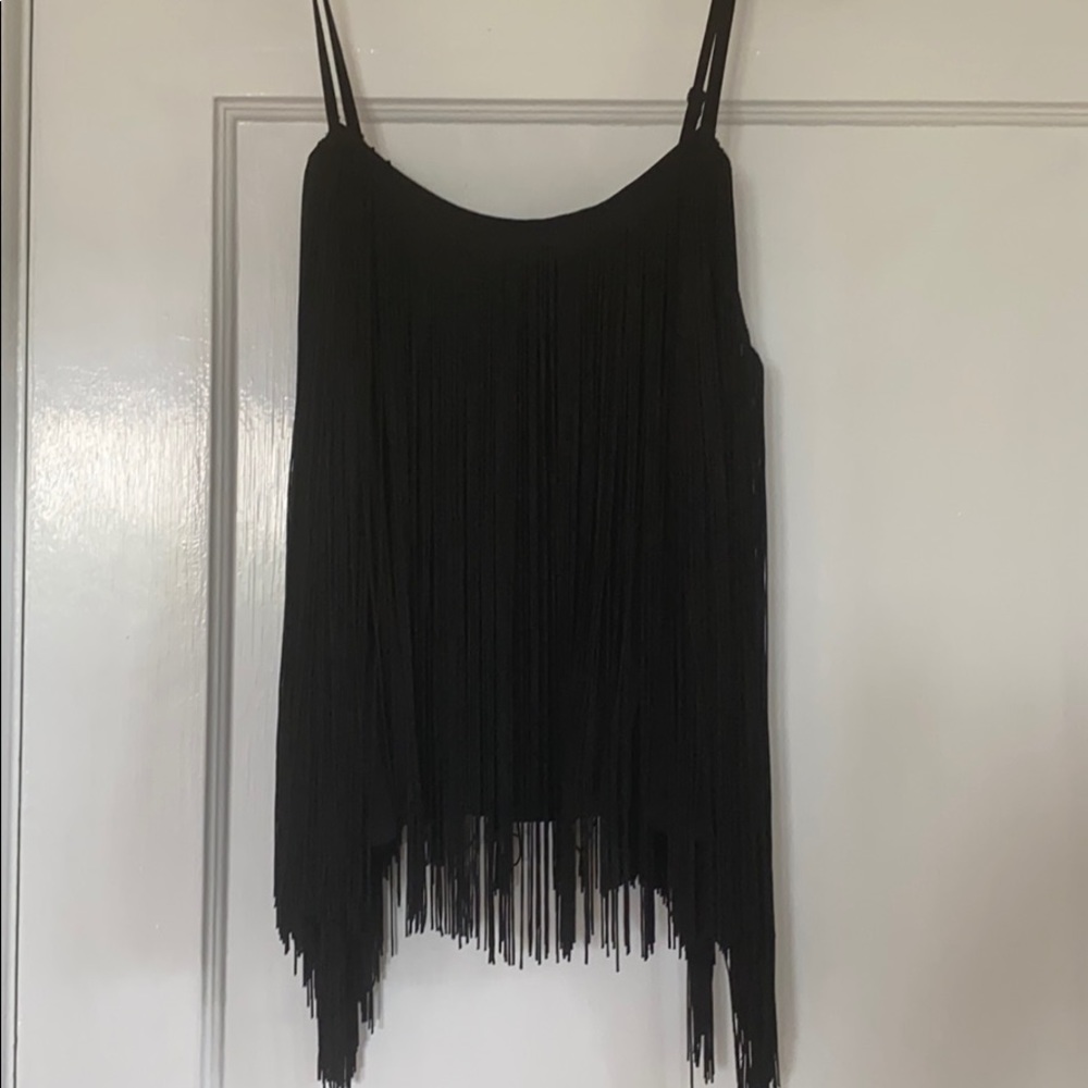 Cleobella black fringe top